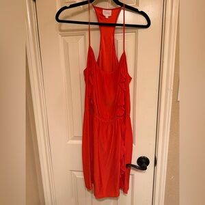 Parker Vibrant Red Silk Mini Dress